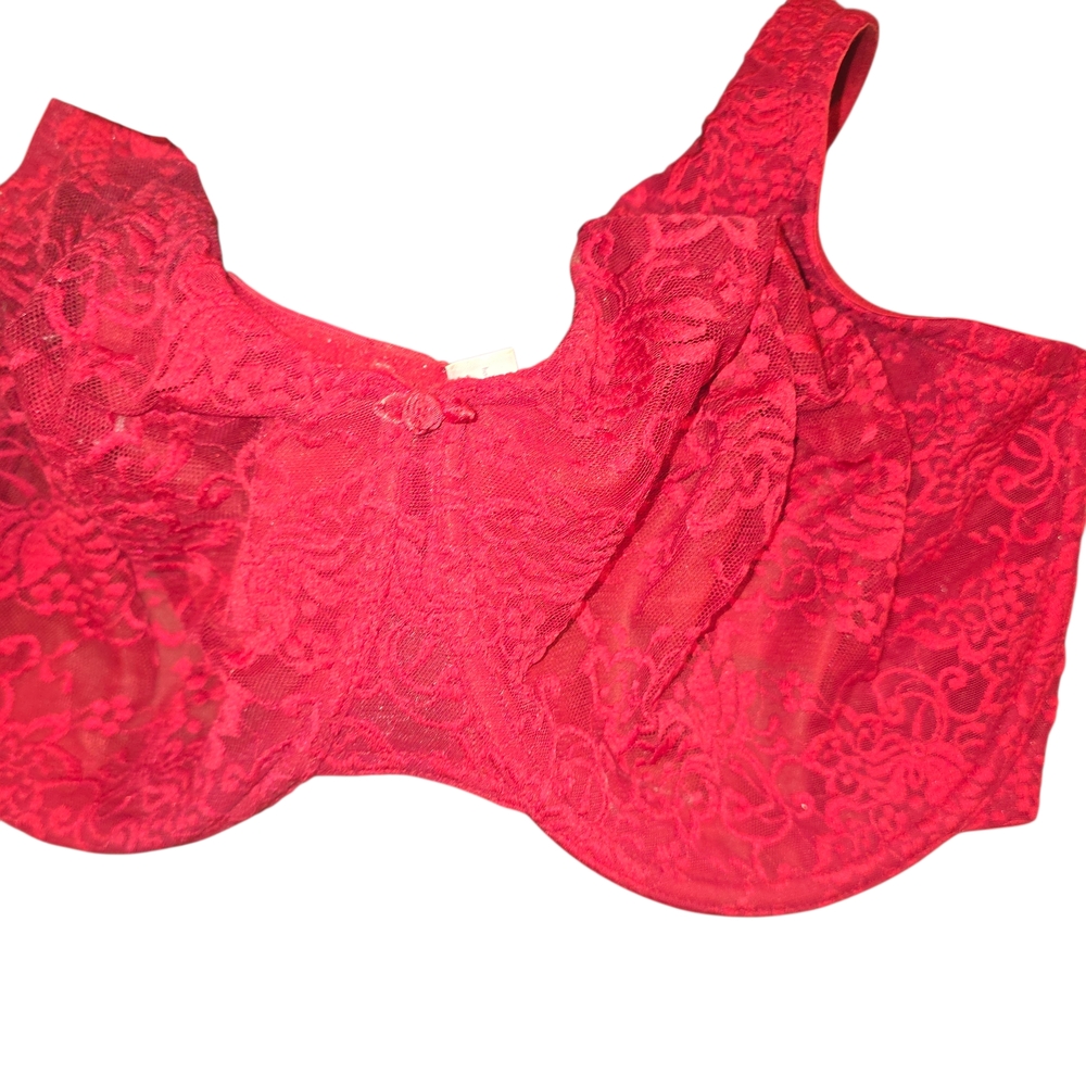 Cacique Lame Bryant Vibrant Red Lace Bra 44H - Picture 2 of 6
